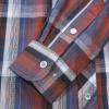 imageDubinik Pearl Snap Shirts for Men Long Sleeve Western Shirts for Men Vintage Casual Plaid Shirt Cowboy Shirts for MenRust Red Navy
