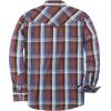 imageDubinik Pearl Snap Shirts for Men Long Sleeve Western Shirts for Men Vintage Casual Plaid Shirt Cowboy Shirts for MenRust Red Navy