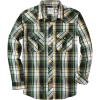 imageDubinik Pearl Snap Shirts for Men Long Sleeve Western Shirts for Men Vintage Casual Plaid Shirt Cowboy Shirts for MenYellow Dark Green