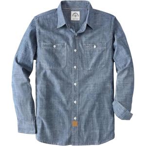 imageDubinik Chambray Shirt Men Long Sleeve Cotton Work Shirts with 2 Pockets Casual Button DownDenim Blue