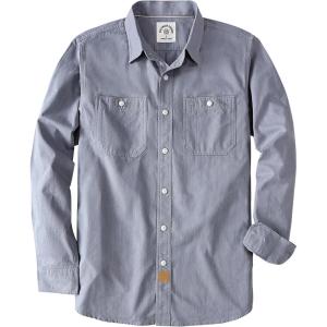 imageDubinik Chambray Shirt Men Long Sleeve Cotton Work Shirts with 2 Pockets Casual Button DownGray