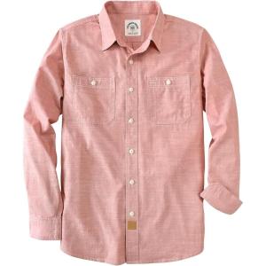 imageDubinik Chambray Shirt Men Long Sleeve Cotton Work Shirts with 2 Pockets Casual Button DownPink