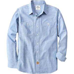 imageDubinik Chambray Shirt Men Long Sleeve Cotton Work Shirts with 2 Pockets Casual Button DownSky Blue
