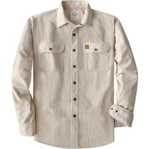 imageDubinik Corduroy Shirt Men Corduroy Jacket Men Long Sleeve Casual Work Vintage Regular Fit Mens Snap Button ShirtKhaki