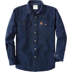 imageDubinik Corduroy Shirt Men Corduroy Jacket Men Long Sleeve Casual Work Vintage Regular Fit Mens Snap Button ShirtNavy Blue