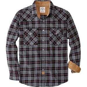 imageDubinik Flannel Shirt for Men Western Mens Pearl Snap Shirts Long Sleeve Casual Cozy Vintage Cowboy Plaid Soft Pure CottonDark Gray and White