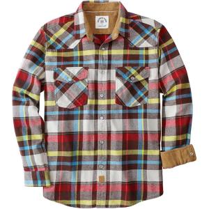 imageDubinik Flannel Shirt for Men Western Mens Pearl Snap Shirts Long Sleeve Casual Cozy Vintage Cowboy Plaid Soft Pure CottonDeep Brown and Blue