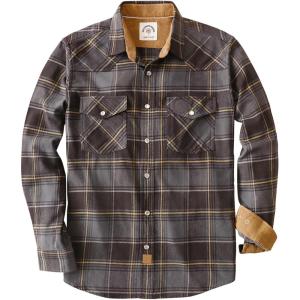 imageDubinik Flannel Shirt for Men Western Mens Pearl Snap Shirts Long Sleeve Casual Cozy Vintage Cowboy Plaid Soft Pure CottonLight Gray and Yellow