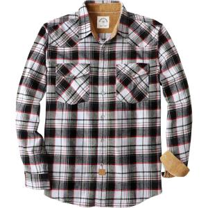 imageDubinik Flannel Shirt for Men Western Mens Pearl Snap Shirts Long Sleeve Casual Cozy Vintage Cowboy Plaid Soft Pure CottonWhite and Gray