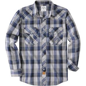 imageDubinik Pearl Snap Shirts for Men Long Sleeve Western Shirts for Men Vintage Casual Plaid Shirt Cowboy Shirts for MenBeige Blue