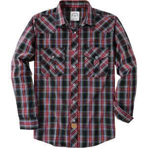 imageDubinik Pearl Snap Shirts for Men Long Sleeve Western Shirts for Men Vintage Casual Plaid Shirt Cowboy Shirts for MenBlack Red