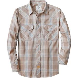 imageDubinik Pearl Snap Shirts for Men Long Sleeve Western Shirts for Men Vintage Casual Plaid Shirt Cowboy Shirts for MenBlue  Cream Khaki