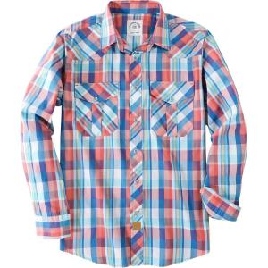 imageDubinik Pearl Snap Shirts for Men Long Sleeve Western Shirts for Men Vintage Casual Plaid Shirt Cowboy Shirts for MenBlue Pink
