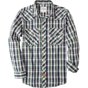 imageDubinik Pearl Snap Shirts for Men Long Sleeve Western Shirts for Men Vintage Casual Plaid Shirt Cowboy Shirts for MenDark Green