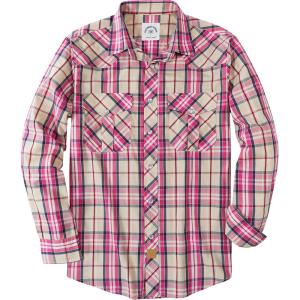 imageDubinik Pearl Snap Shirts for Men Long Sleeve Western Shirts for Men Vintage Casual Plaid Shirt Cowboy Shirts for MenKhaki Pink