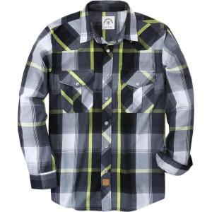 imageDubinik Pearl Snap Shirts for Men Long Sleeve Western Shirts for Men Vintage Casual Plaid Shirt Cowboy Shirts for MenYellow Black