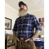imageDubinik Flannel Shirt for Men Plaid Mens Button Down Long Sleeve Shirts Soft Pure Cotton Casual Cozy Regular FitNavy Blue White