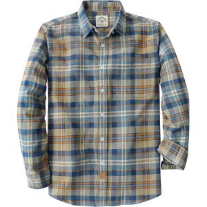 imageDubinik Flannel Shirt for Men Plaid Mens Button Down Long Sleeve Shirts Soft Pure Cotton Casual Cozy Regular FitA Blue and Khaki Plaid