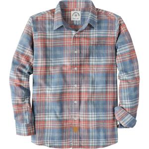 imageDubinik Flannel Shirt for Men Plaid Mens Button Down Long Sleeve Shirts Soft Pure Cotton Casual Cozy Regular FitA Sky Blue and Orange