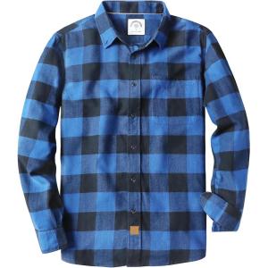 imageDubinik Flannel Shirt for Men Plaid Mens Button Down Long Sleeve Shirts Soft Pure Cotton Casual Cozy Regular FitBlue Black Buffalo
