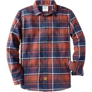 imageDubinik Flannel Shirt for Men Plaid Mens Button Down Long Sleeve Shirts Soft Pure Cotton Casual Cozy Regular FitBurnt Orange Navy Blue