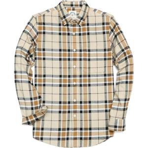imageDubinik Flannel Shirt for Men Plaid Mens Button Down Long Sleeve Shirts Soft Pure Cotton Casual Cozy Regular FitKhaki Black