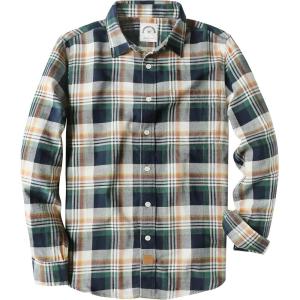 imageDubinik Flannel Shirt for Men Plaid Mens Button Down Long Sleeve Shirts Soft Pure Cotton Casual Cozy Regular FitNavy Blue Green Orange