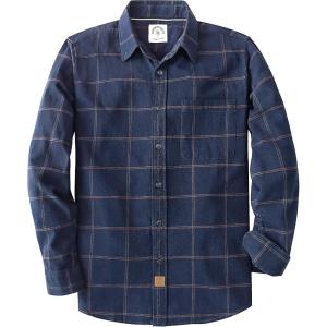 imageDubinik Flannel Shirt for Men Plaid Mens Button Down Long Sleeve Shirts Soft Pure Cotton Casual Cozy Regular FitNavy Blue Khaki
