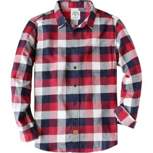 imageDubinik Flannel Shirt for Men Plaid Mens Button Down Long Sleeve Shirts Soft Pure Cotton Casual Cozy Regular FitRed Navy Blue White