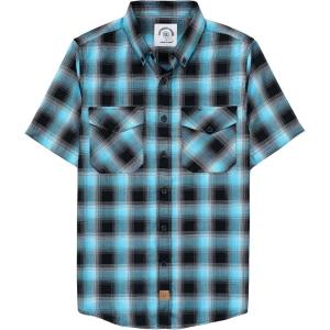 imageDubinik Mens Short Sleeve Button Down Shirts  Soft Vintage Regular Fit Casual ShirtsBlue Black 0039