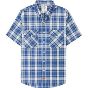 imageDubinik Mens Short Sleeve Button Down Shirts  Soft Vintage Regular Fit Casual ShirtsBlue White 0039