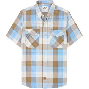 imageDubinik Mens Short Sleeve Button Down Shirts  Soft Vintage Regular Fit Casual ShirtsDark Khaki Blue 0039