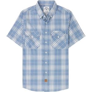imageDubinik Mens Short Sleeve Button Down Shirts  Soft Vintage Regular Fit Casual ShirtsLight Blue White 0039