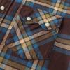 imageDubinik Flannel Shirt for Men Long Sleeve Casual Cozy Snap Button Western Plaid Shirts Soft Pure CottonBlue Brown and Yellow