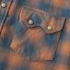 imageDubinik Flannel Shirt for Men Long Sleeve Casual Cozy Snap Button Western Plaid Shirts Soft Pure CottonLight Blue and Orange