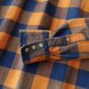 imageDubinik Flannel Shirt for Men Long Sleeve Casual Cozy Snap Button Western Plaid Shirts Soft Pure CottonOrange and Dark Blue
