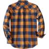 imageDubinik Flannel Shirt for Men Long Sleeve Casual Cozy Snap Button Western Plaid Shirts Soft Pure CottonOrange and Dark Blue