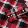 imageDubinik Flannel Shirt for Men Long Sleeve Casual Cozy Snap Button Western Plaid Shirts Soft Pure CottonRed White and Black