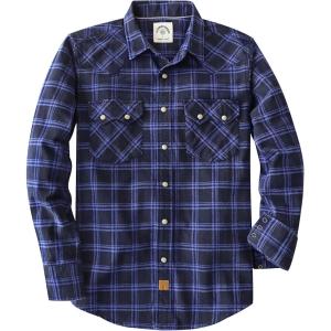 imageDubinik Flannel Shirt for Men Long Sleeve Casual Cozy Snap Button Western Plaid Shirts Soft Pure CottonBlue