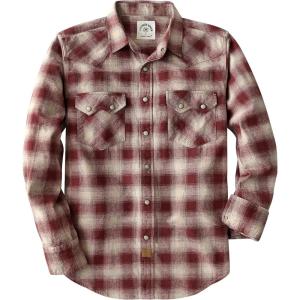 imageDubinik Flannel Shirt for Men Long Sleeve Casual Cozy Snap Button Western Plaid Shirts Soft Pure CottonDark Brown and White