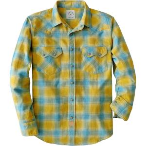 imageDubinik Flannel Shirt for Men Long Sleeve Casual Cozy Snap Button Western Plaid Shirts Soft Pure CottonYellow and Light Blue