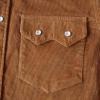 imageDubinik Corduroy Jacket Men 2 Pockets Casual Cotton Pearl Snap Western Work Shirts Vintage Long SleeveWarm Brown