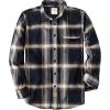 imageDubinikMens Flannel Shirts Long Sleeve Flannel Shirt for Men Warm Casual Soft Cotton Button Down Plaid Mens Flannel ShirtNavy and Brown