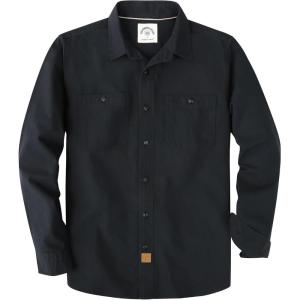 imageDubinik Chambray Shirt Men Long Sleeve Cotton Work Shirts with 2 Pockets Casual Button DownBlack