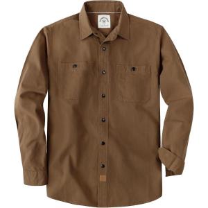 imageDubinik Chambray Shirt Men Long Sleeve Cotton Work Shirts with 2 Pockets Casual Button DownDark Brown