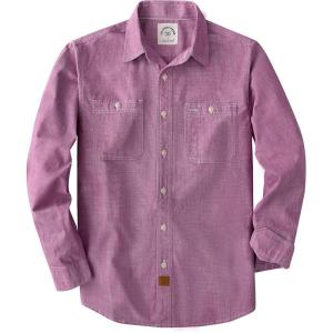 imageDubinik Chambray Shirt Men Long Sleeve Cotton Work Shirts with 2 Pockets Casual Button DownDark Pink