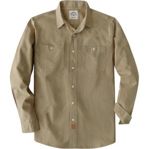 imageDubinik Chambray Shirt Men Long Sleeve Cotton Work Shirts with 2 Pockets Casual Button DownKhaki