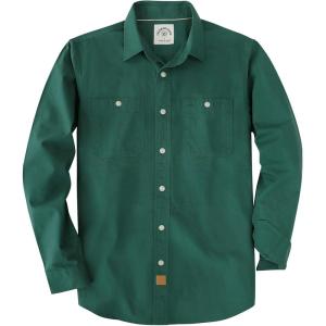 imageDubinik Chambray Shirt Men Long Sleeve Cotton Work Shirts with 2 Pockets Casual Button DownOlive Green
