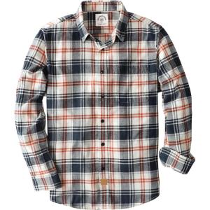 imageDubinik Flannel Shirt for Men 100 Cotton Mens Flannel Shirts Long Sleeve Plaid Soft Casual Button Down Shirt MenBlack Beige Orange