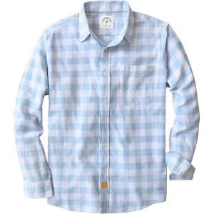 imageDubinik Flannel Shirt for Men 100 Cotton Mens Flannel Shirts Long Sleeve Plaid Soft Casual Button Down Shirt MenBlue White